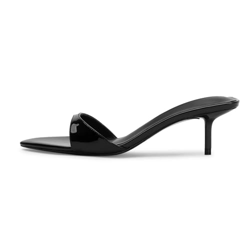 Mattiventon Black Kitten Heels Slip On Pointed Toe Slingback Heels Mules Sandals Summer Fashion Party Wedding Prom Dress Shoes