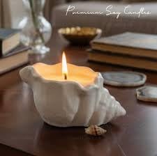 Venvintra Handcrafted Seashell Sculpture Cement Mold with SOYA Wax Candle Aesthetic Coastal Conch Shell Pillar Candle for Home Decor Minimalist Ocean Inspired for Bathroom Living Room (white, pack of 4) 4