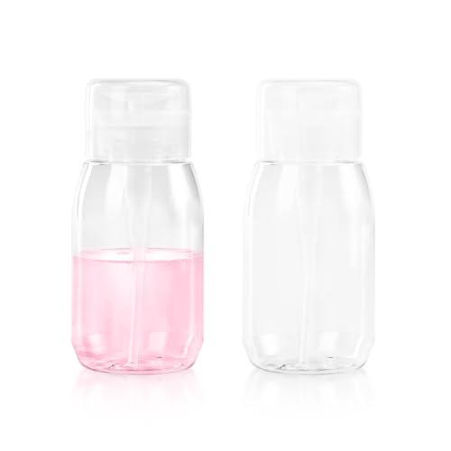 SHEERBLISS Push Down Pump Dispenser,Nail Polish Remover Pump Empty Bottle for Makeup Remover, Facial Toner, Micellar Water, Alcohol, Nail Polish Remover 2 Pack 200ml(6.8oz)