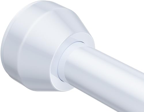 TEECK Shower Curtain Rod 32-79 inch Adjustable Tension Spring 1 Inch Shower Curtain Rod Tension Anti-Slip Rust-Proof No Drilling for Bathroom White