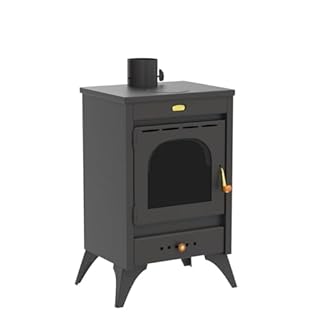 Stufa a legna carbone acciaio Kir 9/12 Kw vetro ceramico piastra cottura