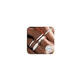 CASSIECA 5 Piezas Anillos Plata para Mujer, Ajustable Anillo con Circonita Cúbica Minimalista Anillo Pulgar Anillos de Compromiso Plata Oro Joyería para Novia Esposa Mamá