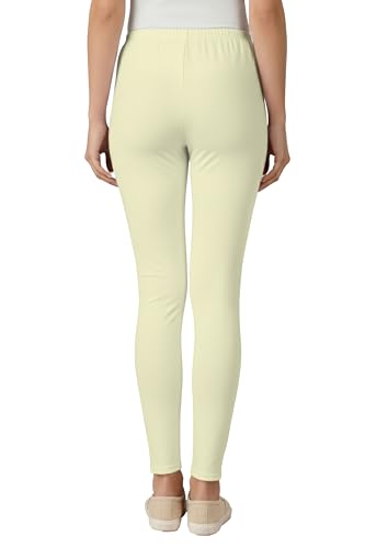 Image of Women's Cotton Lycra Ankle Length Leggings | Regular Rise, Soft 4 Way Stretch Fabric | Casual & Ethnic Wear