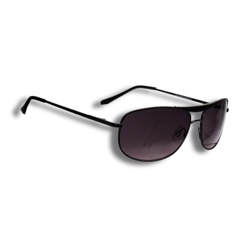 proSPORT Aviator Bifocal Sunglasses +2.25 Black Gunmetal Frame Smoke Lens Bifocal for Men and Women