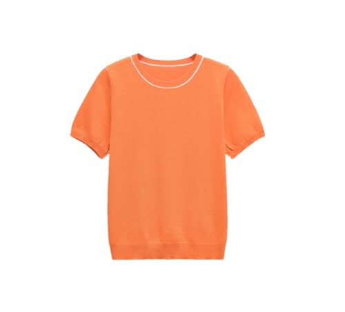 T-shirt en tricot manches courtes femme col rond parfait pour un look de bureau