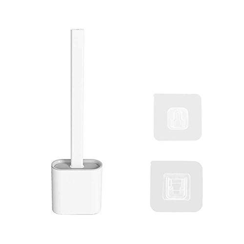 NC56 toilettenbürste wc bürste aus Silikon ?klobürste Toilettenbürsten für Badezimmer mit schnell trocknendem Haltersatz Kann gestellt (Weiß)