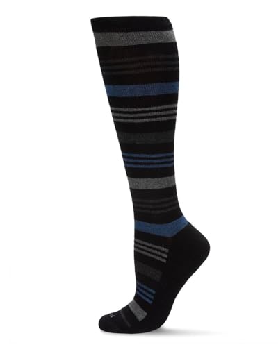 Image of MeMoi Wellfit Unisex Multi Striped Cotton Blend 15-20mmHg Graduated Compression Socks