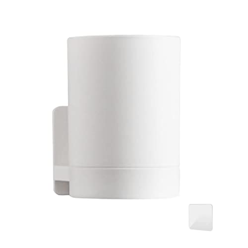 Toothbrush Holder, Self Adhesive Tooth Brushing Holder Toothbrush Holder Cup Wall Mounted Bathroom Accessories(White)