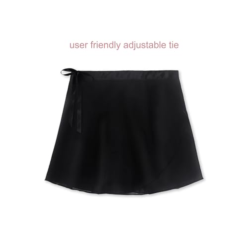 Image of EQSJIU Ballet Leotards for Girls with Removable Skirt Combo Tie Ruffle Sleeve Ballet Dance Dress Outfit 2-12 Years