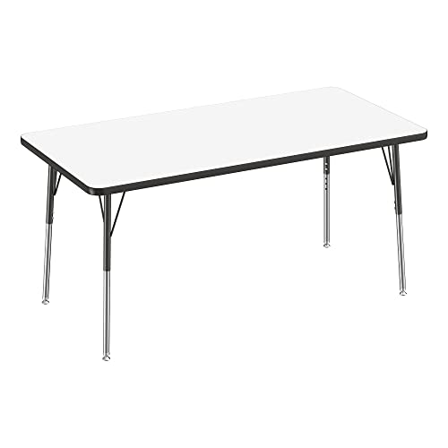 Image of Learniture Adjustable Height Dry-Erase Classroom Activity Table for School and Home, Rectangular Activity Table with Whiteboard Top, 30 inch L x 60 inch W x 30 inch H, White