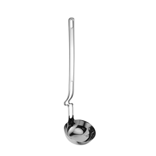SOLUSTRE Curved Handle Stainless Steel Soup Ladle Food Serving Spoon for Home Restaurant Party Buffet Use and Convenient Hanging Design