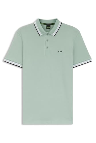 BOSS Mens Polo Shirt Open Green 360 L