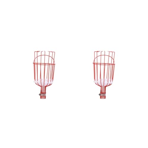 BHFZIAP 2 set Fruit Picker Basket Practical Fruit Grabber Reach Tool for Limes Lemon Plums Red, 33.5x14.5cm