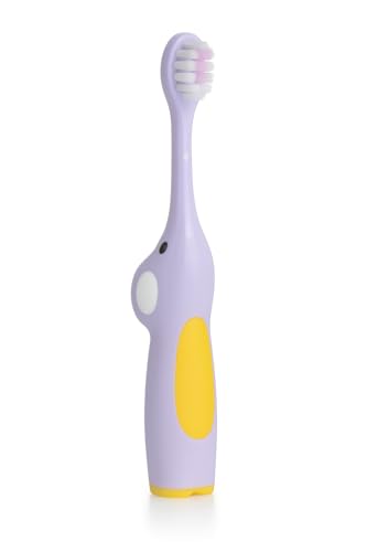 Image of BeeBaby Brush Buddy Baby Toothbrush for Kids 3-6 Years, Ultra Soft Tapered Bristles Toddler Toothbrush for Milk & Permanent Teeth, BPA Free Easy Grip Toothbrush for Sensitive Gums - Violet Elephant