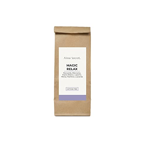 Alma Secret Infusión Magic Relax. Sin cafeína/teína. Ideal para ir a dormir. Combina con leche, agua o bebida vegetal. Vegano – 90 gr.