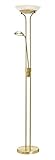 Lindby LED Stehlampe/Deckenfluter dimmbar, verstellbarer Lesearm, Standleuchte Messing matt/Gold, inkl. 1x 20W und 1x 5W LED Leuchtmittel A+ (fest verbaut), warmweiß (3.000K)