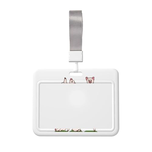 豚のヨガ パスケース idカードホルダー カードケース ネームホルダー 横型 名札ホルダー 首掛け 社員証 学生証 定期入れ 名刺入れ 男女兼用 キャラクター