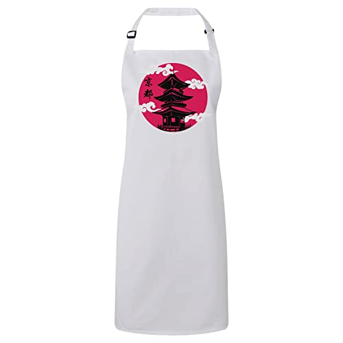 Tablier Cuisine Japon Blanc Château Kyoto : Cuisinez Inspiré par l'Asie
