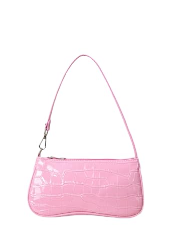 OYOANGLE Women's Small Purse Crocodile Pattern Shoulder Bag Clutch Hangbag with Zipper Closure