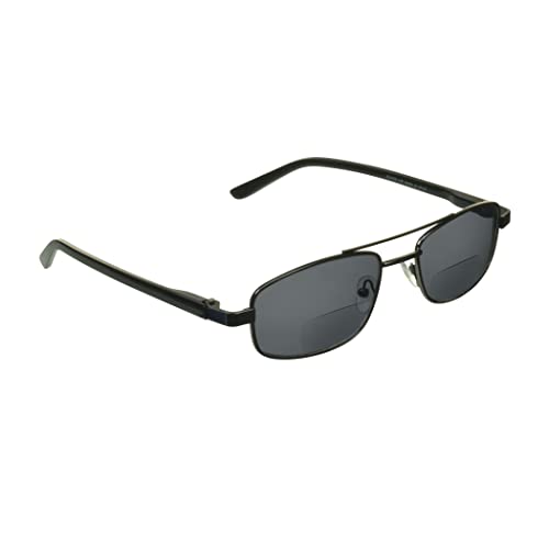 proSPORT Square Aviator Bifocal Sunglass Reader +2.75 Hinged Gunmetal Frame with Grey Lens.