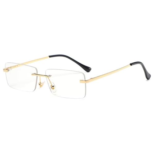 Image of Dervin UV Protected Retro Rectangular Rimless Sunglasses with Spring Hinges for Men and Women