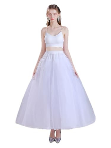 WOWBRIDAL Long Hoopless Petticoat Crinoline Underskirt Slips for Wedding Dress
