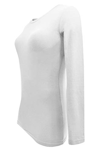 Natural Uniforms Women's Under Scrub Tee Crew Neck Long Sleeve T-Shirt (White, L   arge)