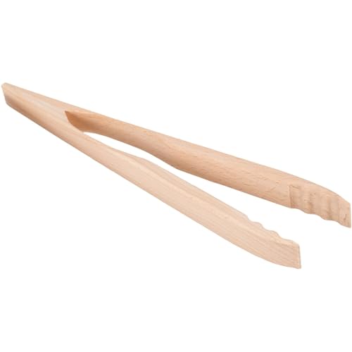 Pince à barbecue en bois de hêtre naturel - 36 cm - Accessoires de barbecue - Pince à saucisse - Pince de service - Pince de cuisine vissée