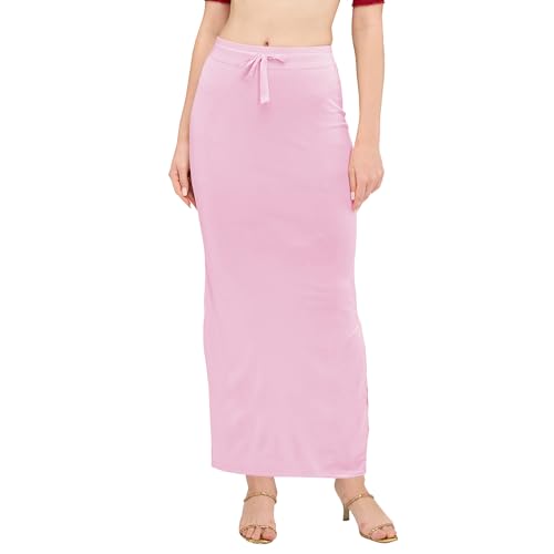 Image of DESI GIRL Satin Shimmer Stretchable Saree Shapewear Petticoat with Drawstring for Women | Mermaid fit Saree Petticoat with Side Slit for Easy Movement | Saree Shaper | Long inskirt
