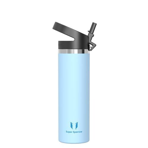 Super Sparrow Borraccia Termica - 750ml - SwivelSip Inox Bottiglia - Senza BPA Borracce Termiche, Borraccia Ergonomica per Bambini, Scuola, Sportiva, Bici, Campeggio, Palestra