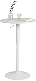 CLP Stehtisch Lamoni h&ouml;henverstellbar drehbar mit Metallgestell I Bistrotisch f&uuml;r Bar & Events I Tischplatte &Oslash; 60 cm I Ideal mit Hussen & Deko, Farbe:wei&szlig;/wei&szlig;, Form:rund