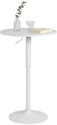 CLP Stehtisch rund 60cm Lamoni, Bartisch stufenlos höhenverstellbar, 360° drehbar, Bistrotisch mit stabilem Metallgestell und Bodenschutz, Farbe:weiß/weiß, Form:rund