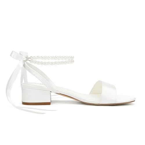 Low Block Heel Wedding Sandals Pearl Wedding Shoes for Bride Open Toe Bridal Shoes4