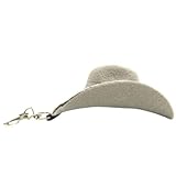 Needzo Grey Felt Mini Cowboy Hat Keychain with Faux Leather Band, Western Style Key Ring Accessories for Men or Women, Unique Novelty Country Style Gifts, 4 Inches