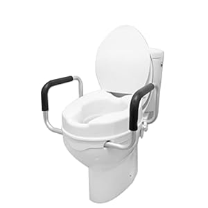 PEPE – Toiletverhogers met Armleuningen (10 cm Hoog), Toiletverhoger voor Ouderen met Deksel, WC Verhoger, Toiletverhogers met Armen, Toiletverhoger voor Handicap, Toiletverhogers met Handgrepen, Wit