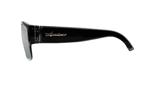 BOMBER Polarized Sunglasses for Men, Retro Style 2-Tone Smoke Frame with Silver Polarized Mirror Lens, Non-Slip Foam Lining - - IRE1144