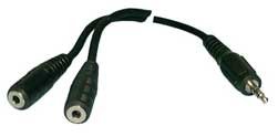 Adaptador Y de audio Jack 3.5mm stereo macho a dos hembras miniatura 1