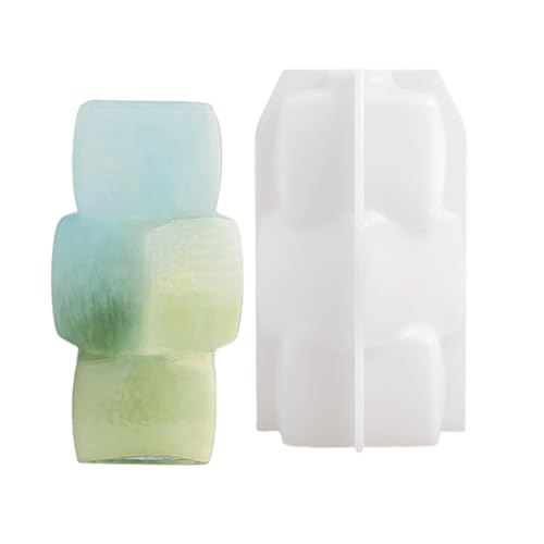 Molde de silicona con bloques geométricos para jarrón, resistente a altas temperaturas, para decoración del hogar, manualidades, joyas, accesorios, molde de jarrón de hormigón