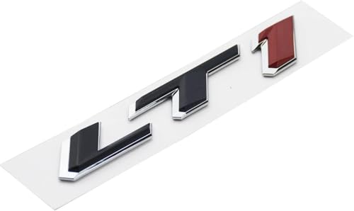 Image of Pair Set LT1 Emblem 3D Side Door Badges Sticker Nameplate Replacement for Camaro (Chrome Black Red)