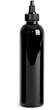 SKS Bottle & Packaging Black Squeeze Bottle 8 oz Cosmo Round Dark Plastic Bottle with Twist Top Cap for Inks, Glues, Adhesives - 24 Count