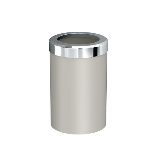 Image of Gatco Small Bathroom Trash Can with Lid, Round 3 Gallon Stainless Steel Wastebasket, Under Sink, Matte Pearl and Chrome, for Bathroom, Bedroom, Office (1931C)