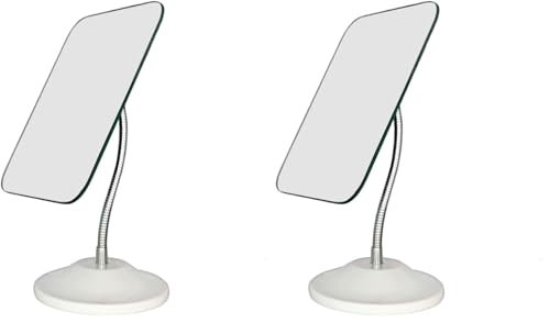 Image of YEAKE Adjustable Flexible Gooseneck Makeup Mirror,360Rotation Folding Portable Desk Vanity Mirror with Stand Shower Shaving Cosmetic Mirror Square (Pack of 2)