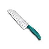 Victorinox Swiss Classic Coltello Santoku, Coltello in stile asiatico, Lama extra-affilata, Forma a bulbo, 17 cm, Acciaio inossidabile, Verde