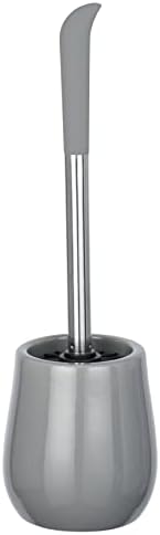 Wenko Escobillero Sydney gris reluciente – Portaescobillas para el WC, Cerámica, 12.5 x 39.5 x 12.5 cm, Gris