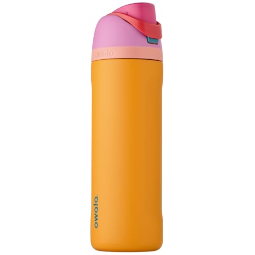Owala FreeSip gourde isotherme en inox avec paille et couvercle, 710 ml - sans BPA, garde frais pendant 24 heures pour le sport et les voyages, Tropical