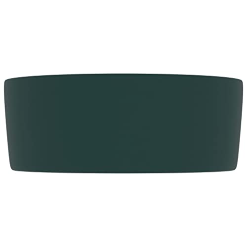 Lavabo rond vasque céramique vert foncé mat 40 cm petit lavabo invités chic