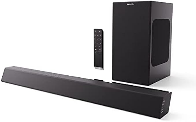 PHILIPS Soundbar with Wireless Subwoofer, Sound bar for tv 2.1-Channel Bluetooth, 300 Watts Dolby Audio Performance, Theater Audio Speakers