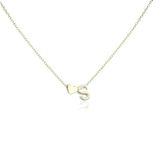 Mikovivi Women’s Gold Heart-Shaped Letter Necklace, Gold-Plated Heart-Shaped Letter Necklace Gold Heart Initial Necklace Birthday Gift Valentine’s Day Present for Women Girls