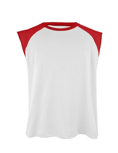 Limerose Men's Cutoff Baseball Tank Tops Casual Raglan Sleeves Tees Crew Neck Color Block Shirts2
