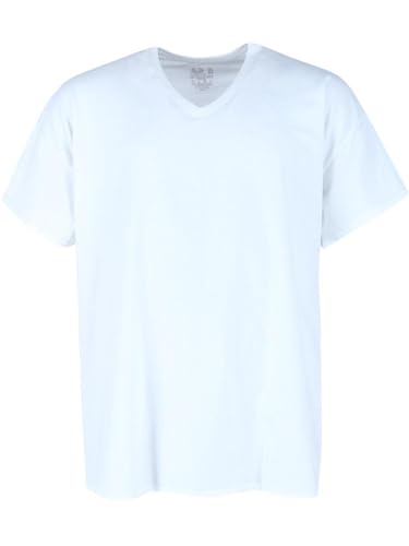 Fruit of the Loom 194422052744 Men Short Sleeve V-Neck T-Shirt White - 3XL - Pack of 63
